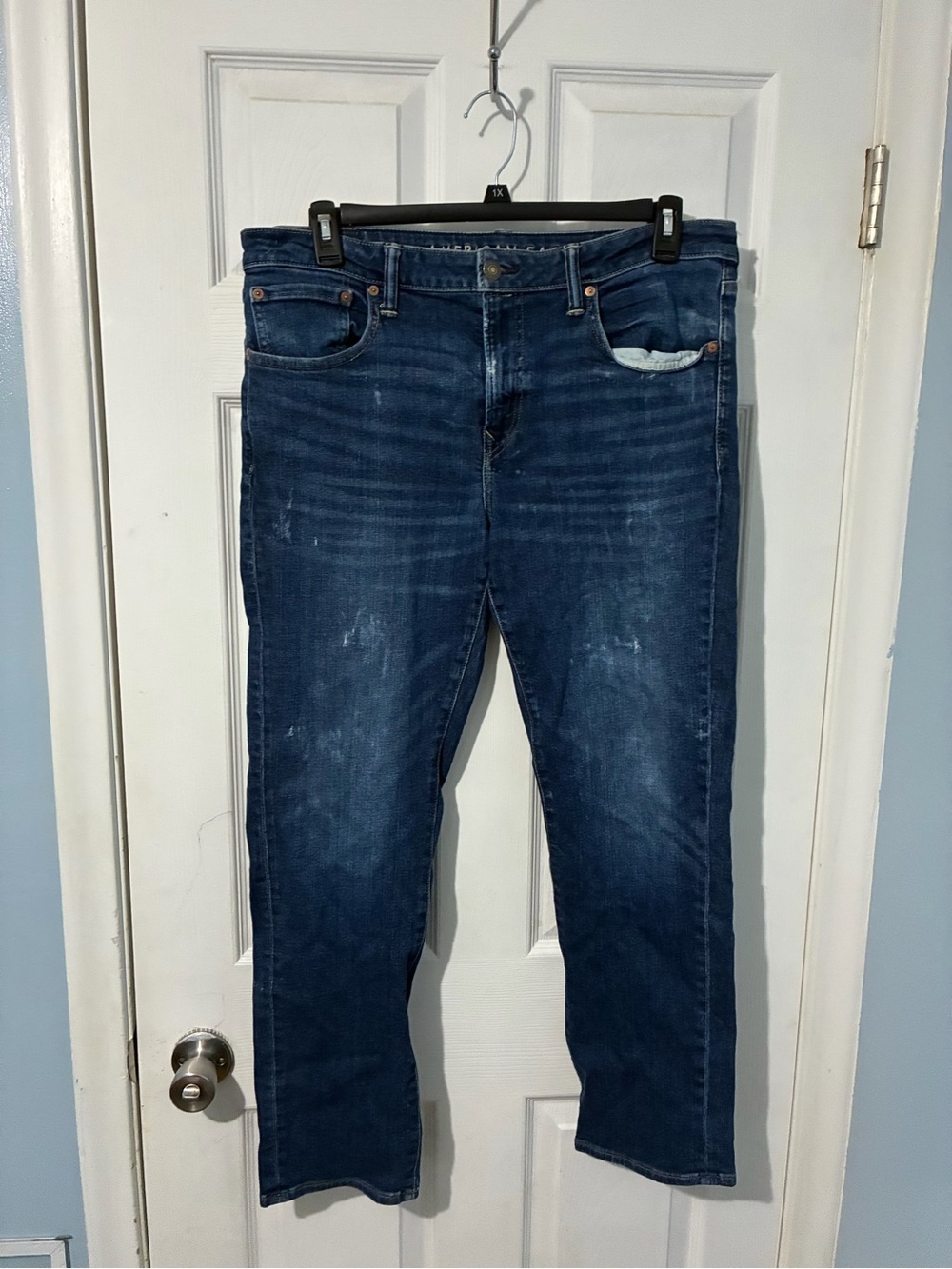 American Eagle Outfitters Men's Dark Blue Slim Straight Jeans
